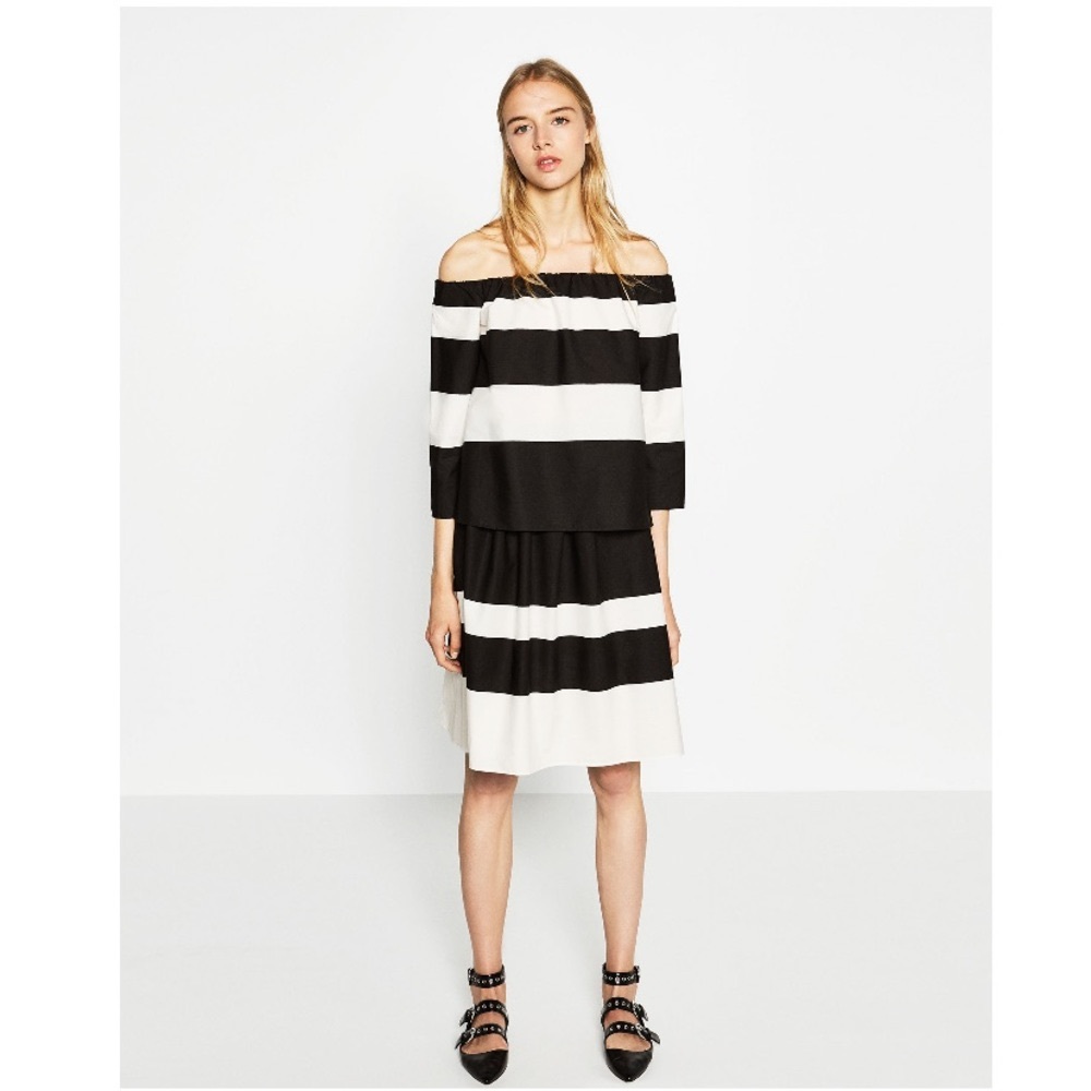 Zara Off-the-Shoulder Striped Blouse